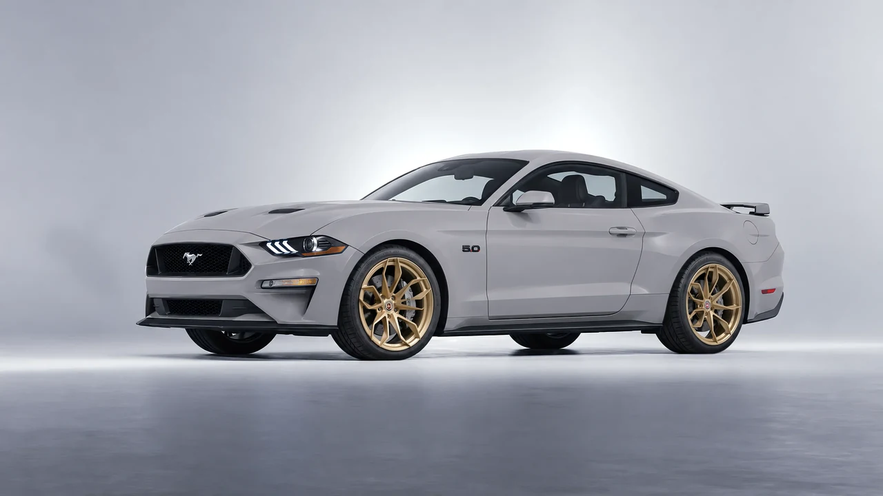 Ford Mustang GT 2018 on HRE Performance Wheels S201H forged wheels, front three-quarter view