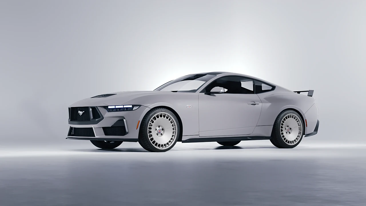 Ford Mustang GT 2024 on HRE Performance Wheels 935M forged wheels, front three-quarter view