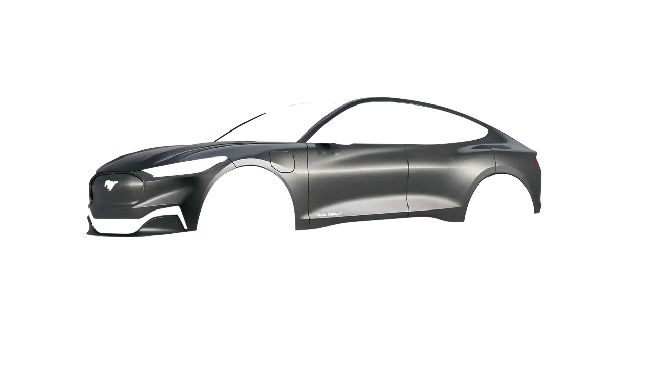 Ford Mustang Mach-E 2021 wrapped in Black Rock Grey (Avery Dennison SW900-823-M), front three-quarter view