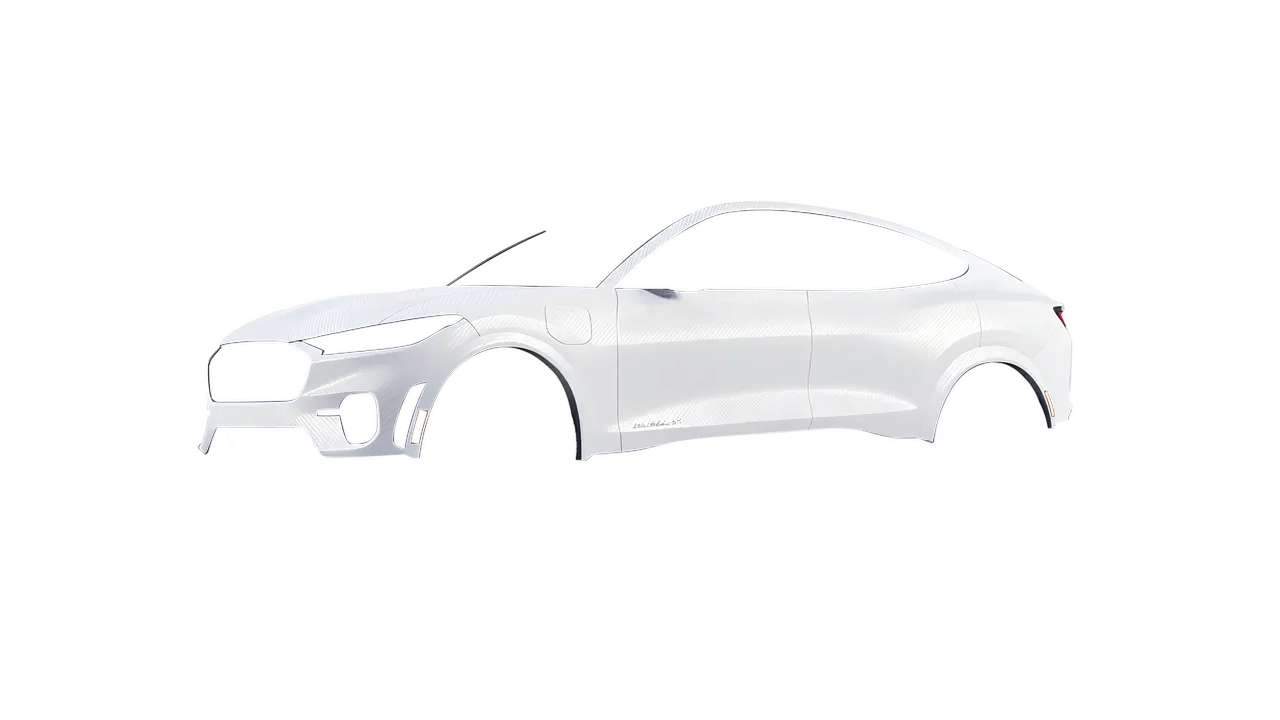 Ford Mustang MACH-E GT 2024 wrapped in Carbon Fiber White (Avery Dennison SW900-115-X), front three-quarter view