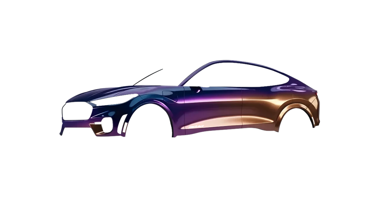 Ford Mustang MACH-E GT 2024 wrapped in Gloss Flip Deep Space (3M GP278), front three-quarter view