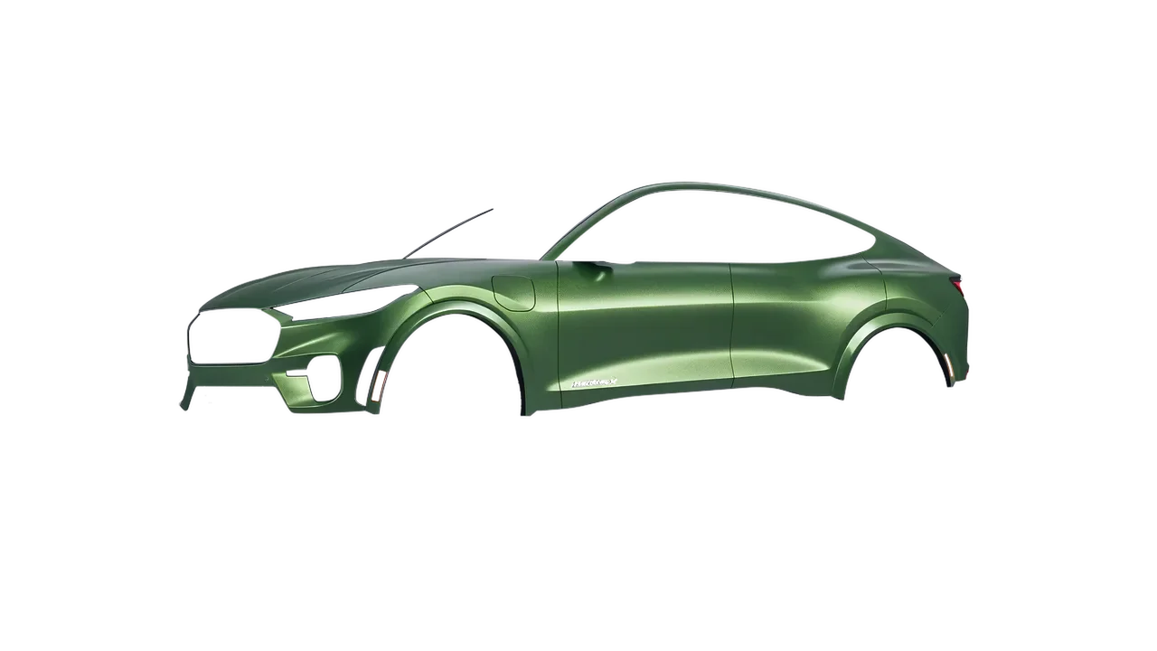 Ford Mustang MACH-E GT 2024 wrapped in Apple Green (Avery Dennison SW900-745-M), front three-quarter view