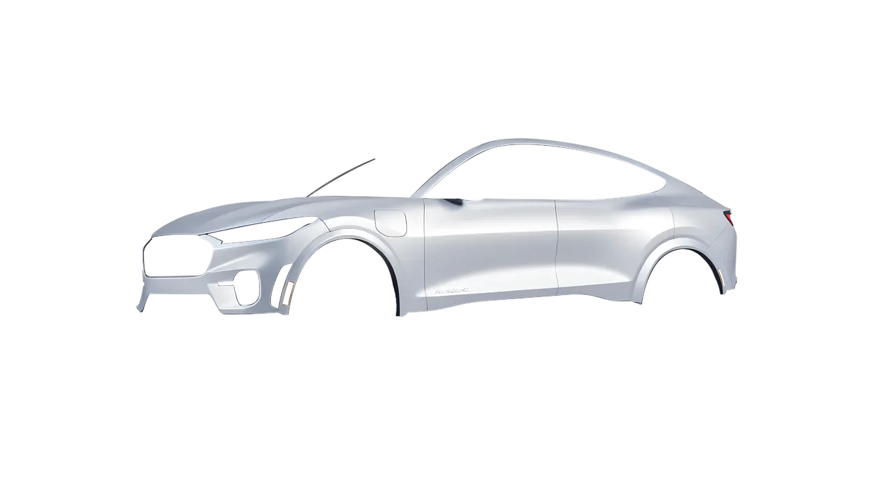 Ford Mustang MACH-E GT 2024 wrapped in Matte Silver (3M M21), front three-quarter view