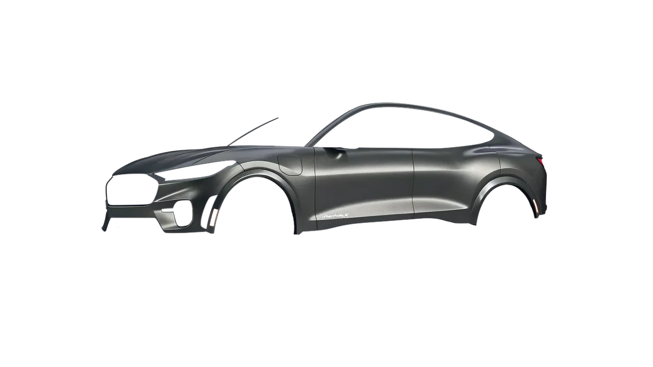 Ford Mustang MACH-E GT 2024 wrapped in Black Rock Grey (Avery Dennison SW900-823-M), front three-quarter view