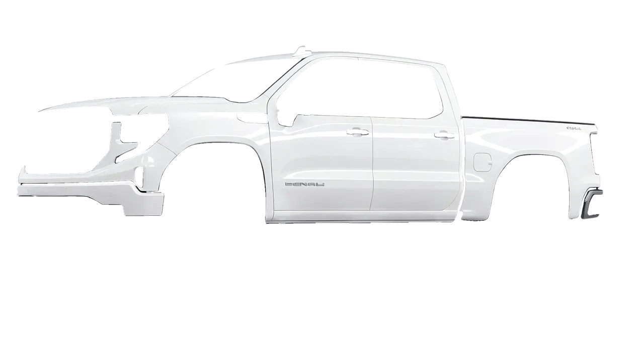 GMC Sierra 1500 Denali 2024 wrapped in Gloss White (3M G10), front three-quarter view