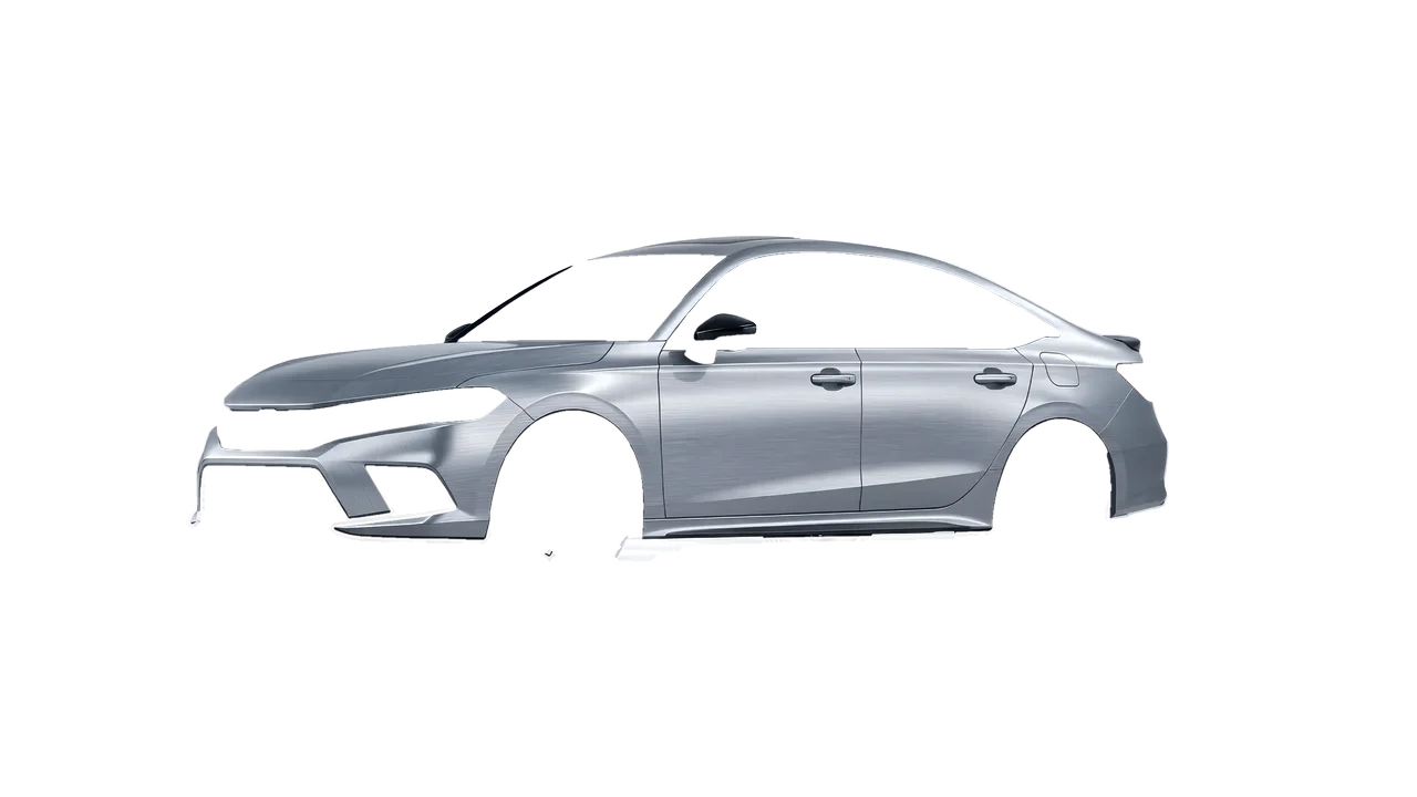 Honda Civic Si 2022 wrapped in Brushed Aluminum (Avery Dennison SW900-812-X), front three-quarter view