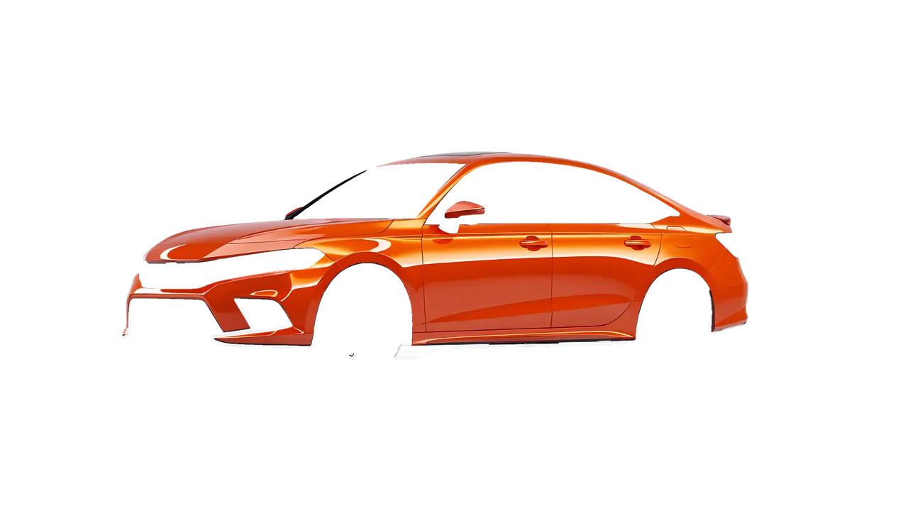 Honda Civic Si 2022 wrapped in Fiery Orange (3M G364), front three-quarter view