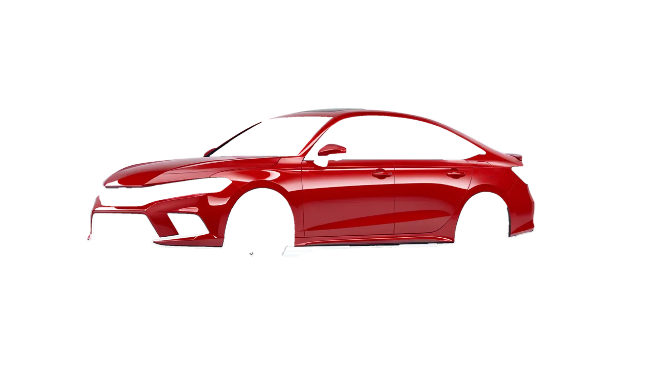 Honda Civic Si 2022 wrapped in Hot Rod Red (3M G13), front three-quarter view