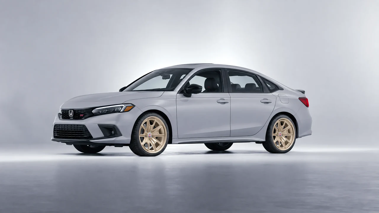 Honda Civic Si 2022 on HRE Performance Wheels 427M forged wheels, front three-quarter view