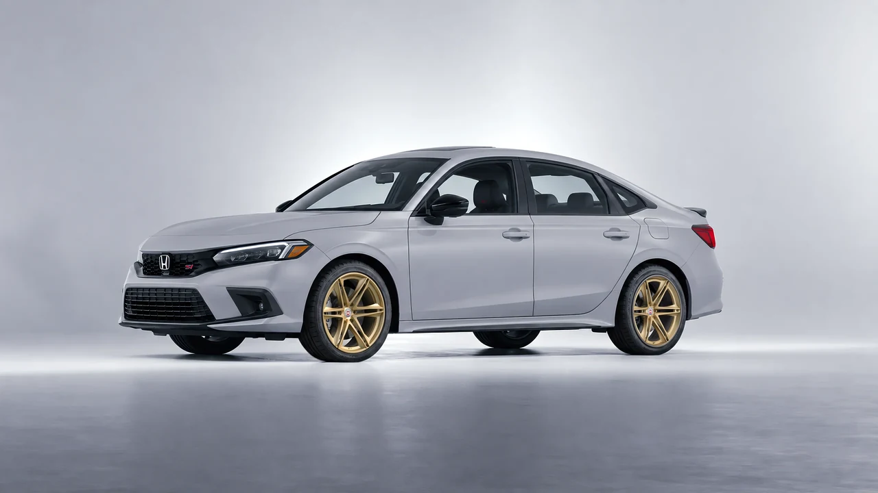 Honda Civic Si 2022 on HRE Performance Wheels S267H forged wheels, front three-quarter view