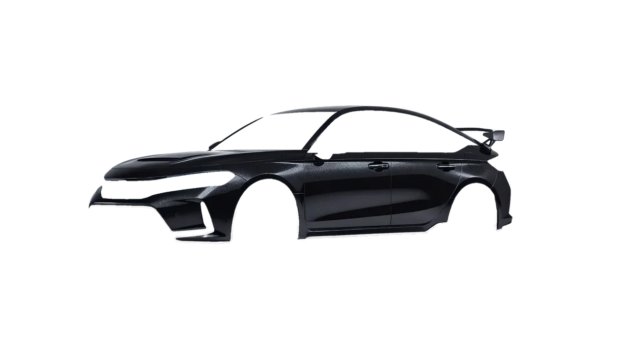 Honda Civic Type R 2023 wrapped in Mystery Black (Avery Dennison SW900-184-M), front three-quarter view