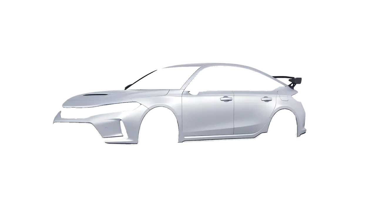Honda Civic Type R 2023 wrapped in Matte Silver (3M M21), front three-quarter view