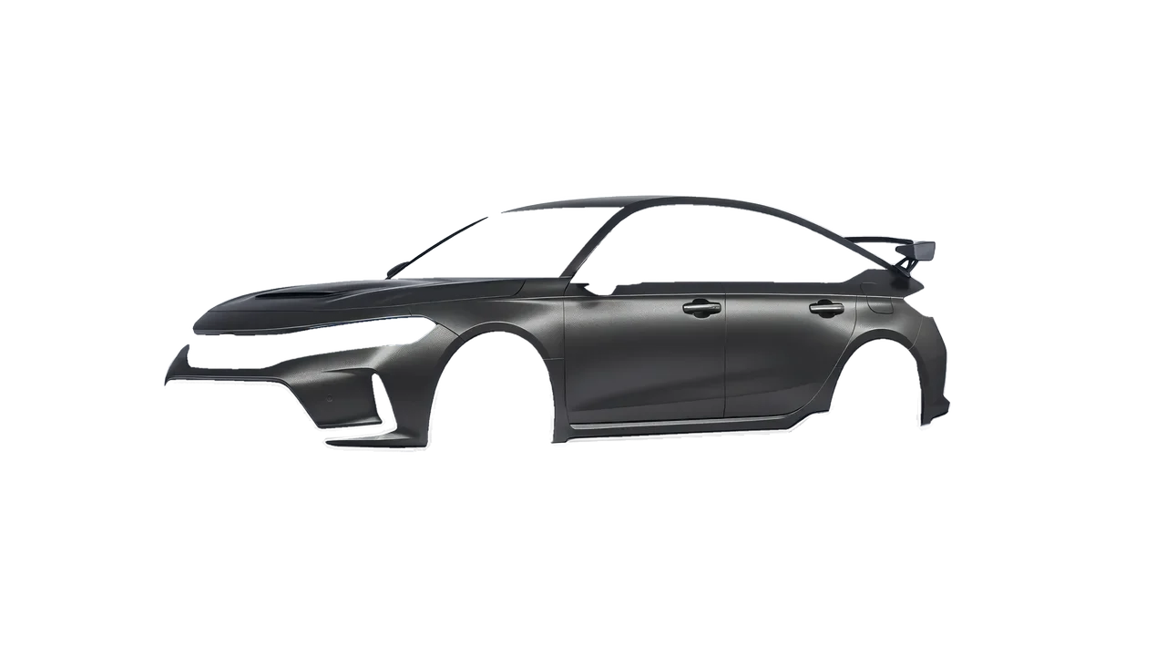 Honda Civic Type R 2023 wrapped in Black Rock Grey (Avery Dennison SW900-823-M), front three-quarter view