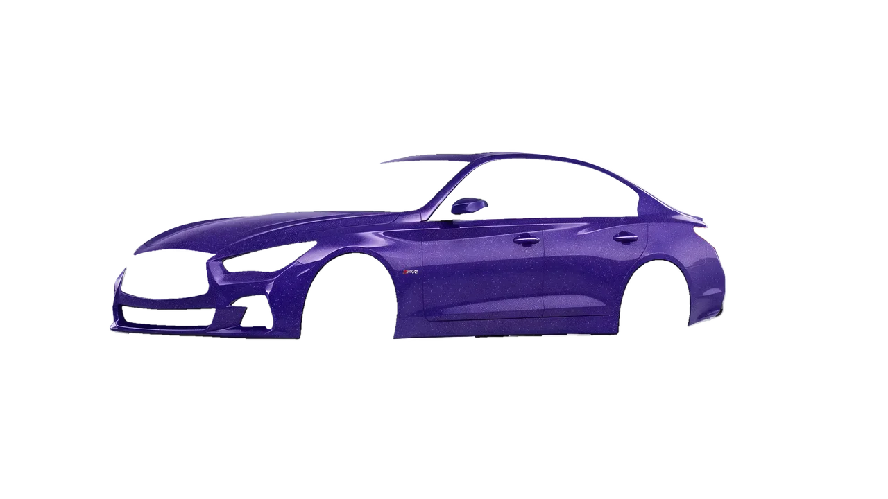 Infiniti Q50 Red Sport 400 2018 wrapped in Purple (Avery Dennison SW900-587-D), front three-quarter view
