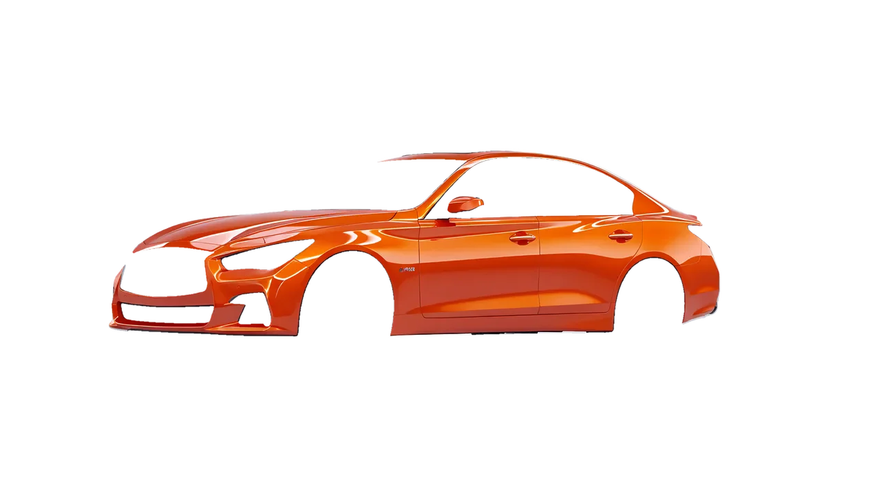 Infiniti Q50 Red Sport 400 2018 wrapped in Fiery Orange (3M G364), front three-quarter view