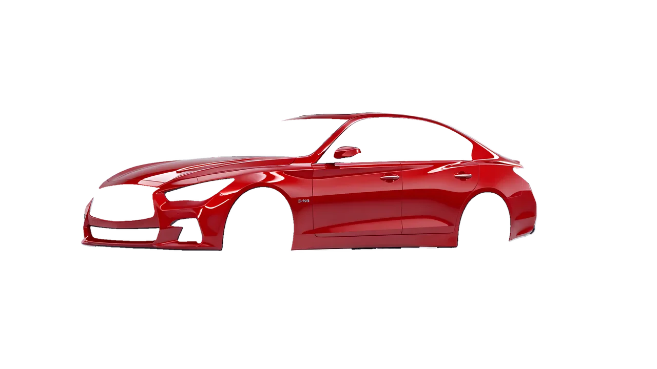 Infiniti Q50 Red Sport 400 2018 wrapped in Hot Rod Red (3M G13), front three-quarter view