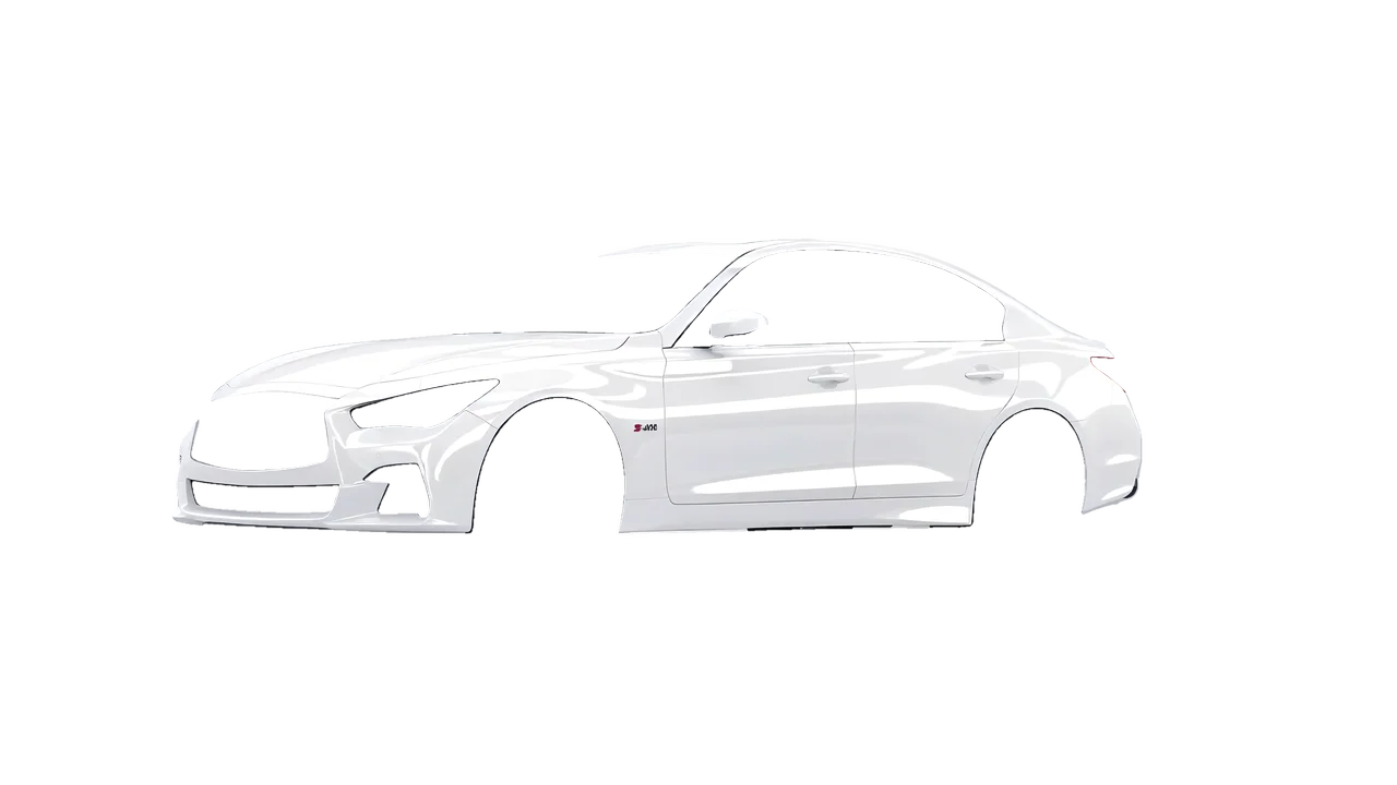 Infiniti Q50 Red Sport 400 2018 wrapped in Gloss White (3M G10), front three-quarter view