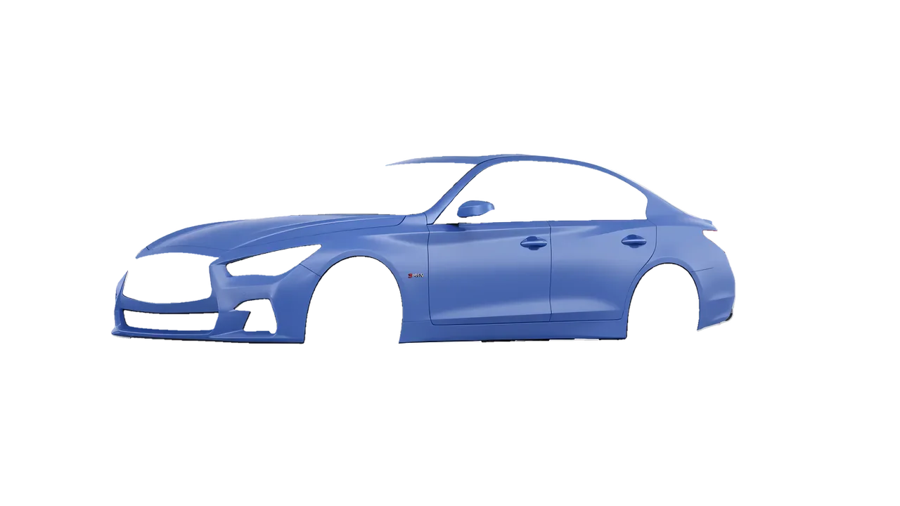 Infiniti Q50 Red Sport 400 2018 wrapped in Dreamline Blue (Avery Dennison SW900-616-O), front three-quarter view