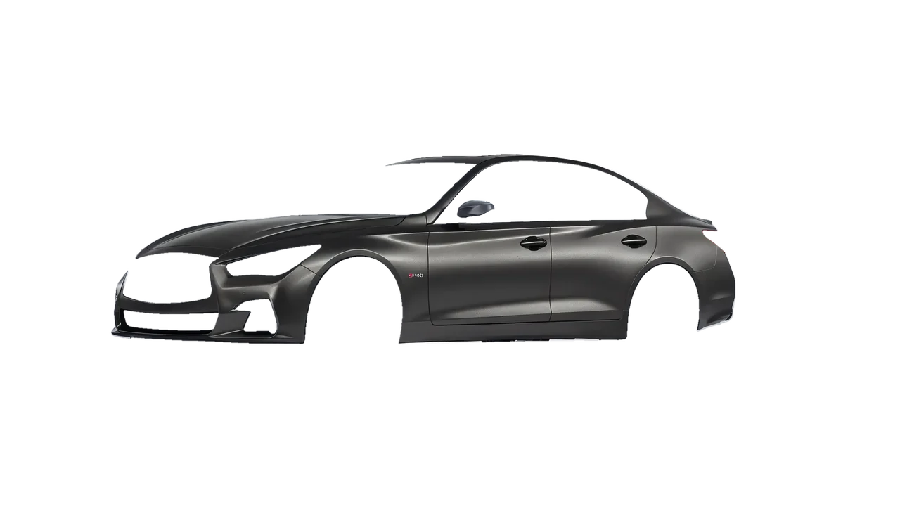 Infiniti Q50 Red Sport 400 2018 wrapped in Black Rock Grey (Avery Dennison SW900-823-M), front three-quarter view