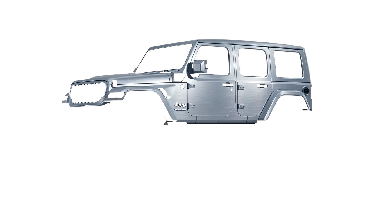 Jeep Wrangler 4xe 2024 wrapped in Brushed Aluminum (Avery Dennison SW900-812-X), front three-quarter view