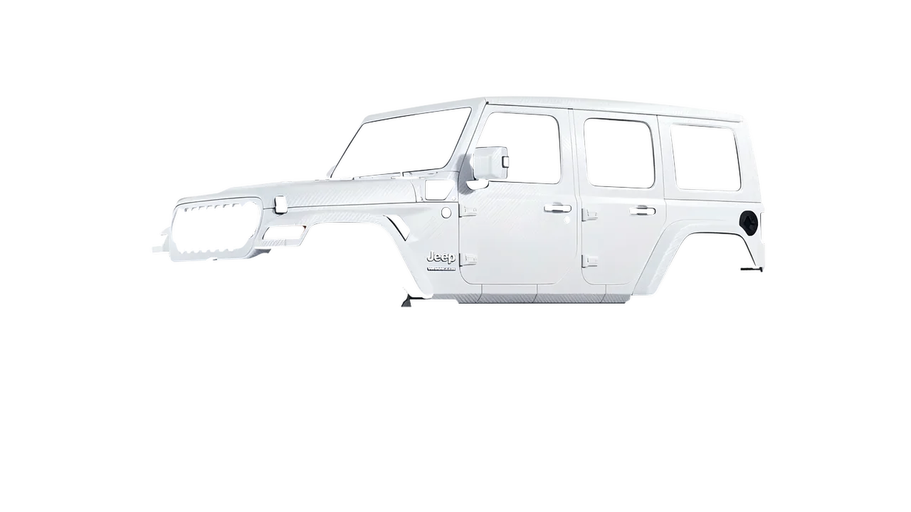 Jeep Wrangler 4xe 2024 wrapped in Carbon Fiber White (Avery Dennison SW900-115-X), front three-quarter view
