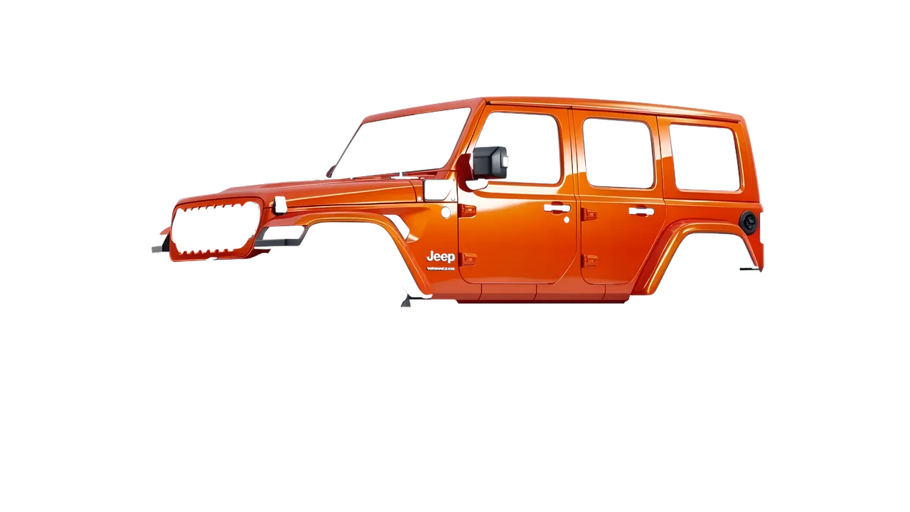 Jeep Wrangler 4xe 2024 wrapped in Fiery Orange (3M G364), front three-quarter view