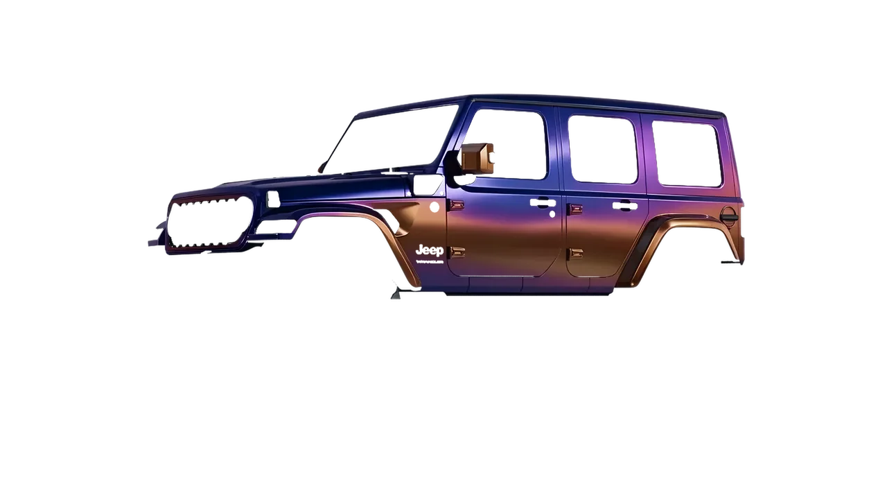 Jeep Wrangler 4xe 2024 wrapped in Gloss Flip Deep Space (3M GP278), front three-quarter view