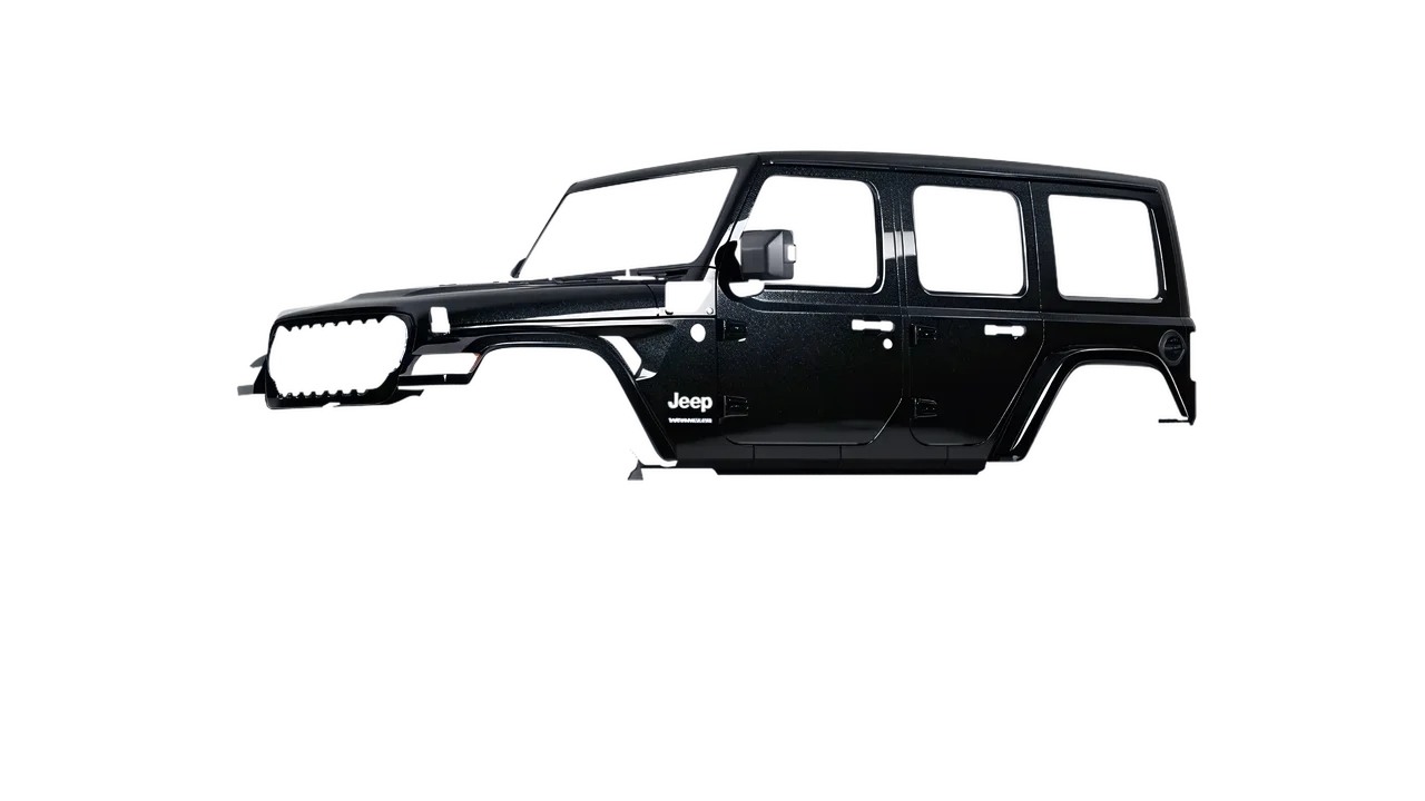 Jeep Wrangler 4xe 2024 wrapped in Mystery Black (Avery Dennison SW900-184-M), front three-quarter view