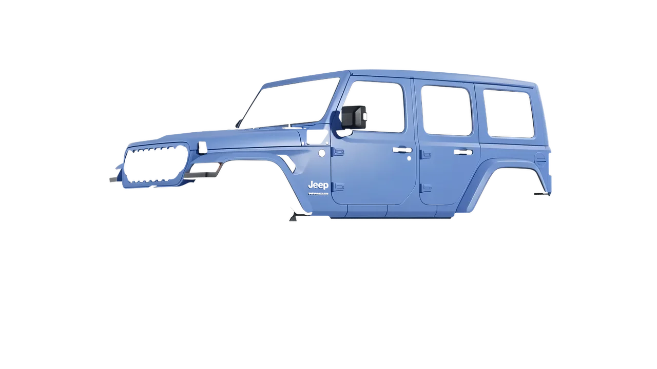 Jeep Wrangler 4xe 2024 wrapped in Dreamline Blue (Avery Dennison SW900-616-O), front three-quarter view