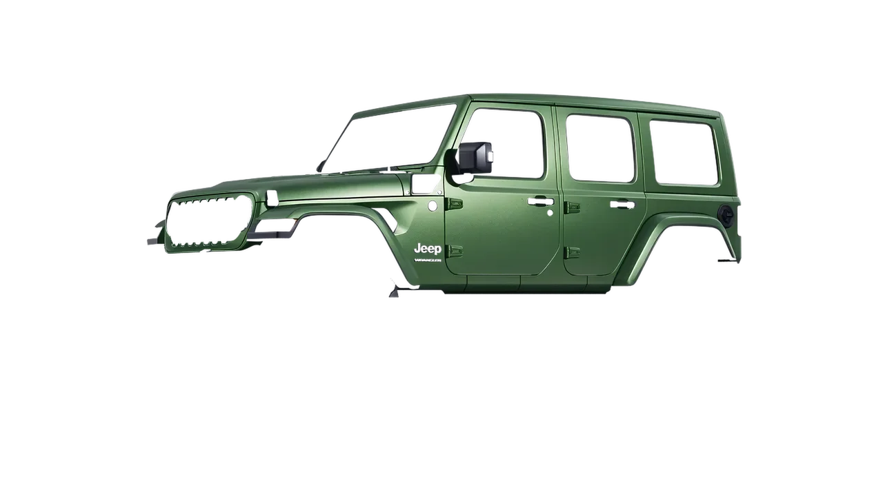 Jeep Wrangler 4xe 2024 wrapped in Apple Green (Avery Dennison SW900-745-M), front three-quarter view