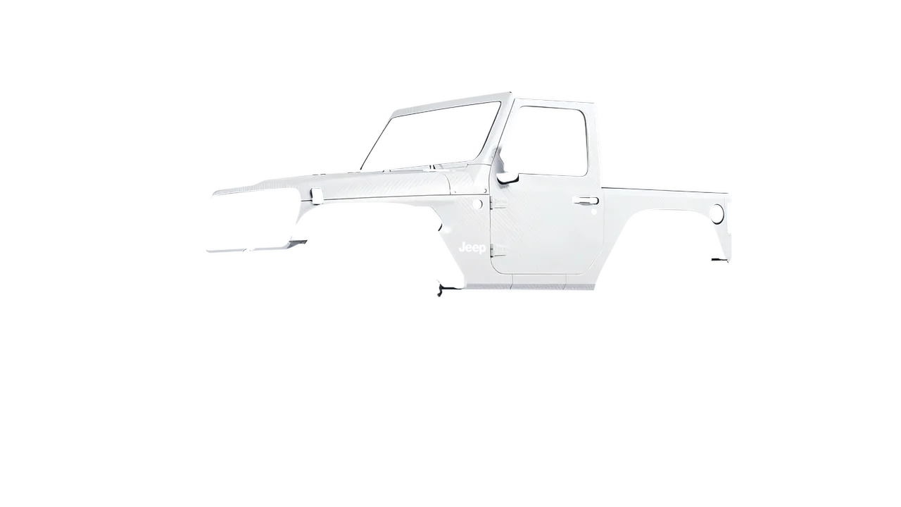 Jeep Wrangler Willys 2024 wrapped in Carbon Fiber White (Avery Dennison SW900-115-X), front three-quarter view