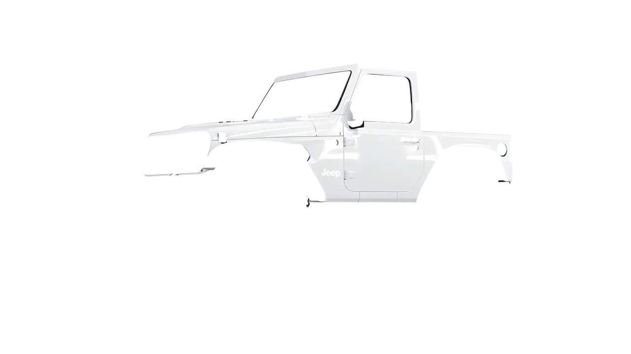 Jeep Wrangler Willys 2024 wrapped in Gloss White (3M G10), front three-quarter view