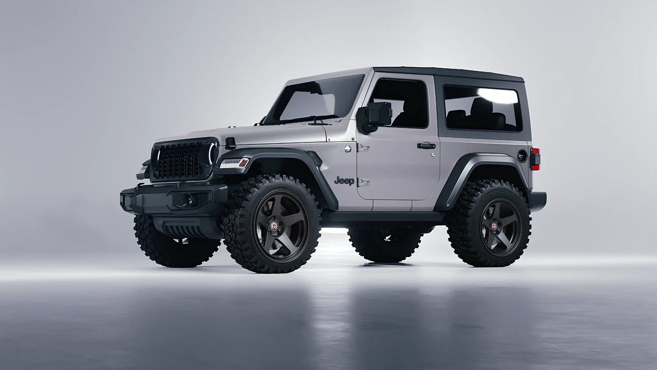 Jeep Wrangler Willys 2024 on HRE Performance Wheels 305-GT forged wheels, front three-quarter view
