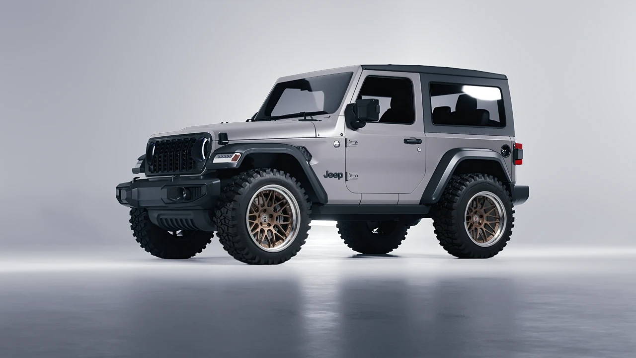 Jeep Wrangler Willys 2024 on HRE Performance Wheels C100 forged wheels, front three-quarter view