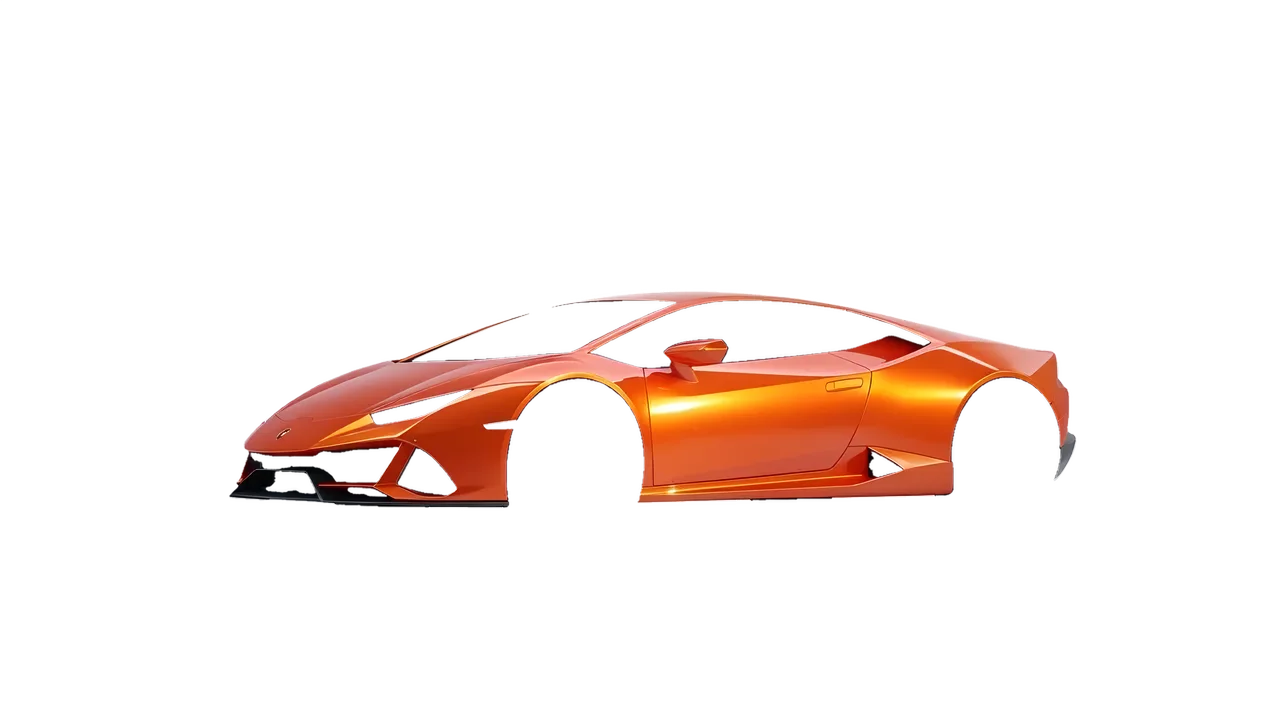 Lamborghini Huracan 2016 wrapped in Fiery Orange (3M G364), front three-quarter view