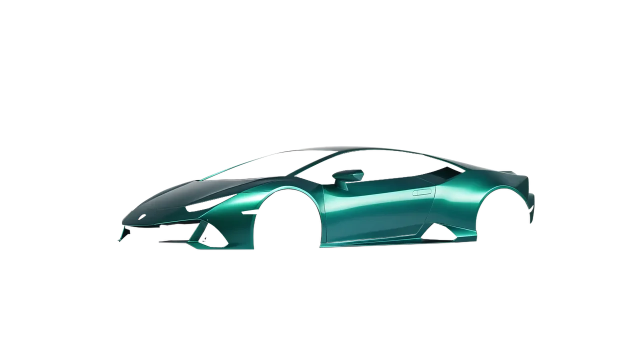 Lamborghini Huracan Evo 2024 wrapped in Green Black Iridescent Gloss (KPMF K75460), front three-quarter view