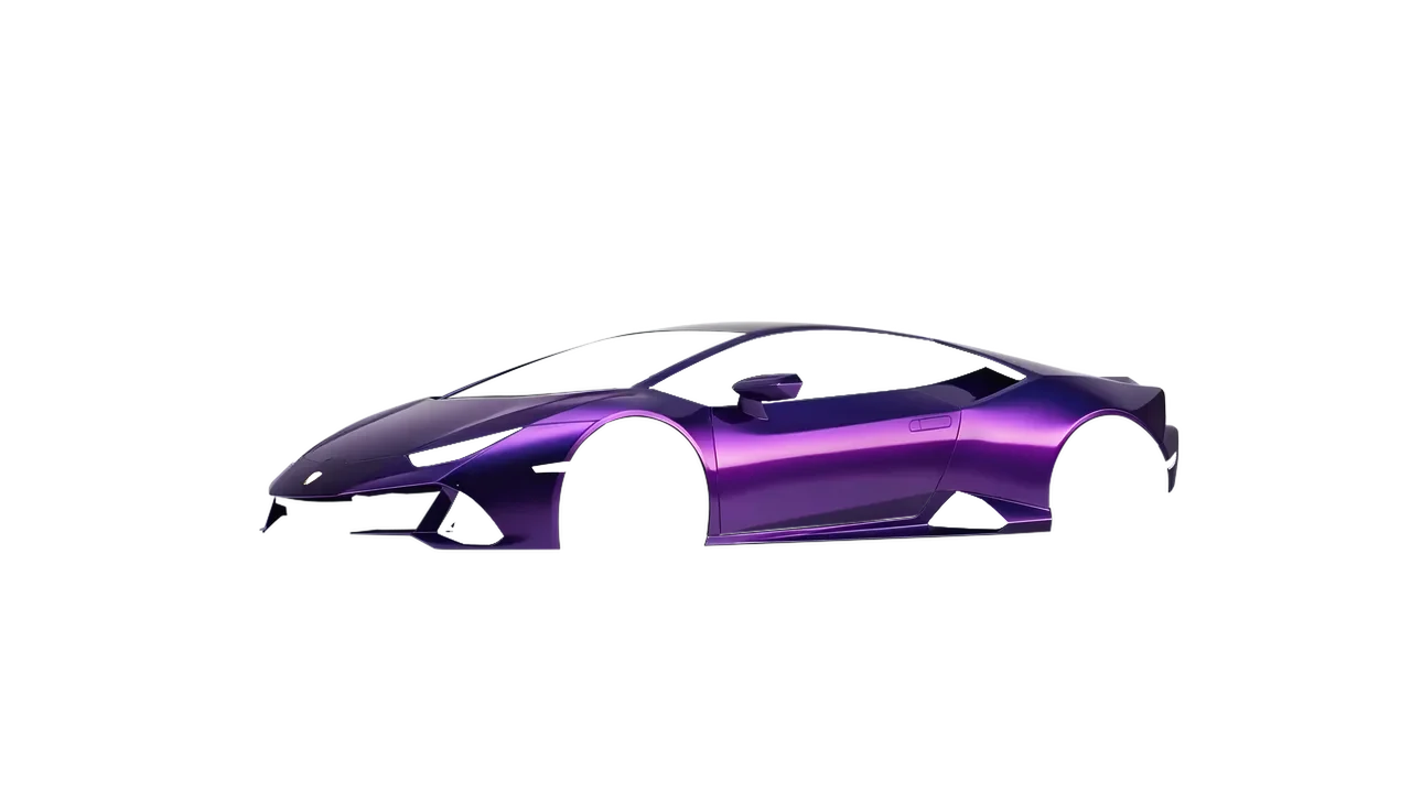 Lamborghini Huracan Evo 2024 wrapped in Purple Black Iridescent Gloss (KPMF K75465), front three-quarter view