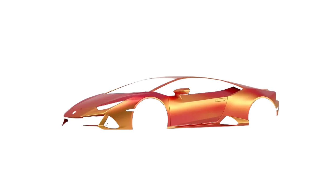 Lamborghini Huracan Evo 2024 wrapped in Sunset Shift Matt (ORACAL 970RA-100M), front three-quarter view