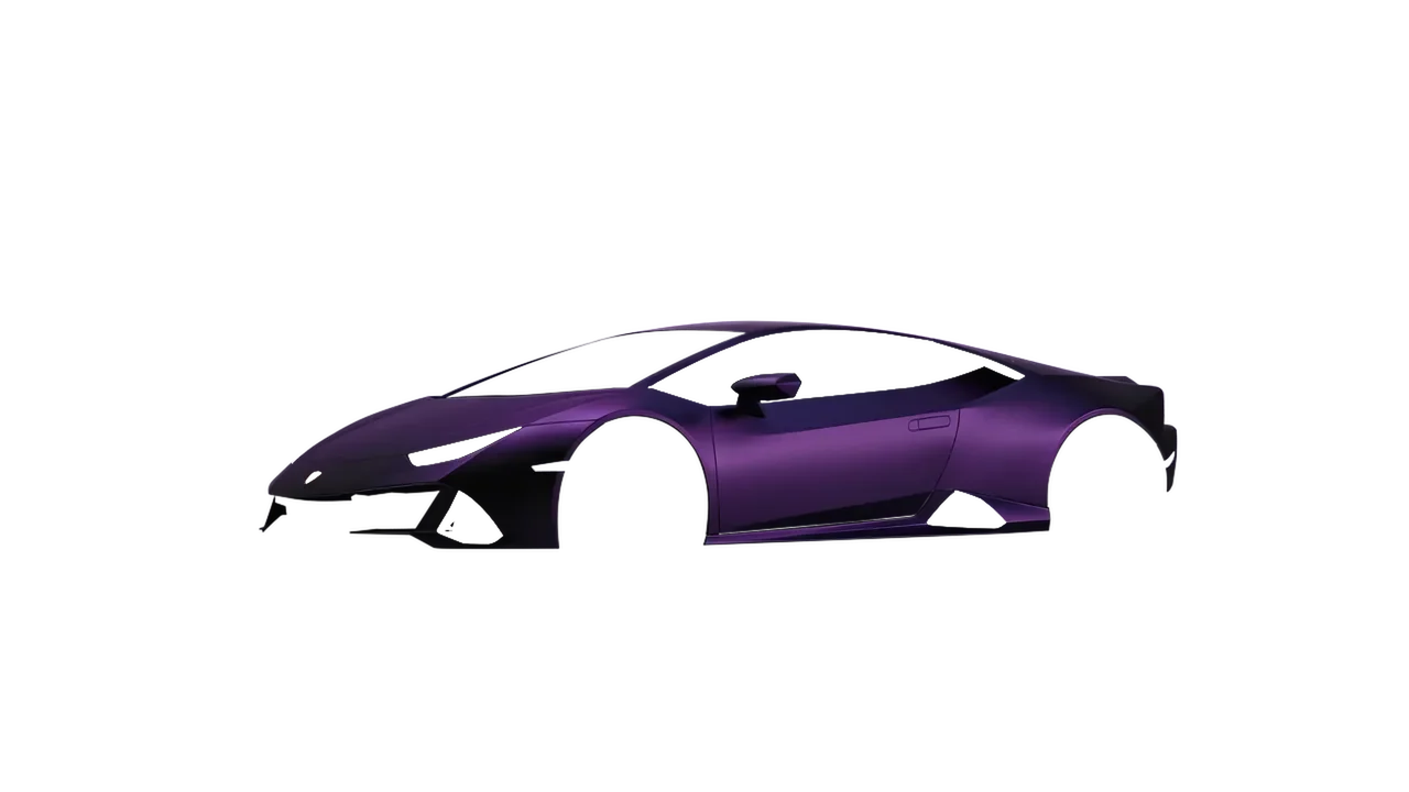 Lamborghini Huracan Evo 2024 wrapped in Frozen Midnight Purple (KPMF K75570), front three-quarter view