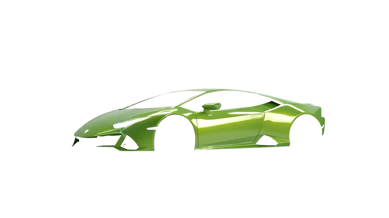 Lamborghini Huracan Evo 2024 wrapped in Algae Green Gloss (ORACAL 970RA-688G), front three-quarter view