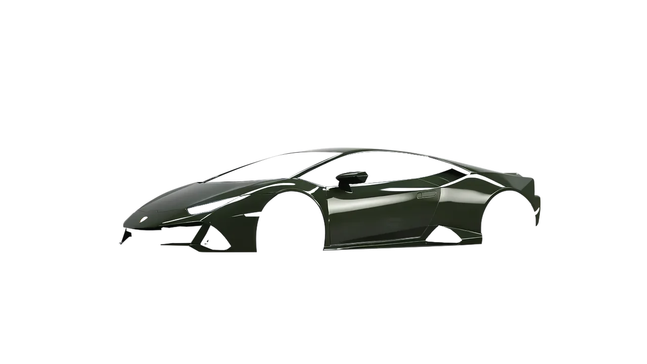 Lamborghini Huracan Evo 2024 wrapped in Bottle Green Gloss (ORACAL 970RA-286G), front three-quarter view