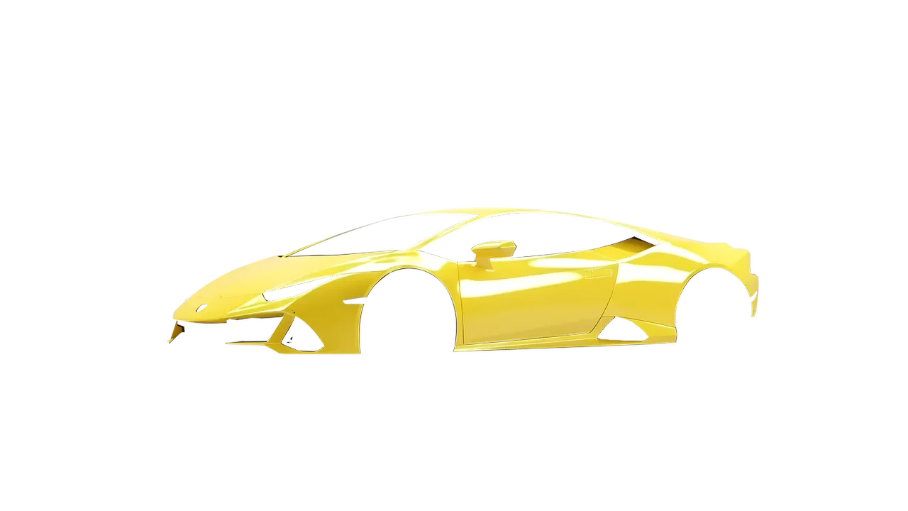 Lamborghini Huracan Evo 2024 wrapped in Canary Yellow Gloss (ORACAL 970RA-235G), front three-quarter view