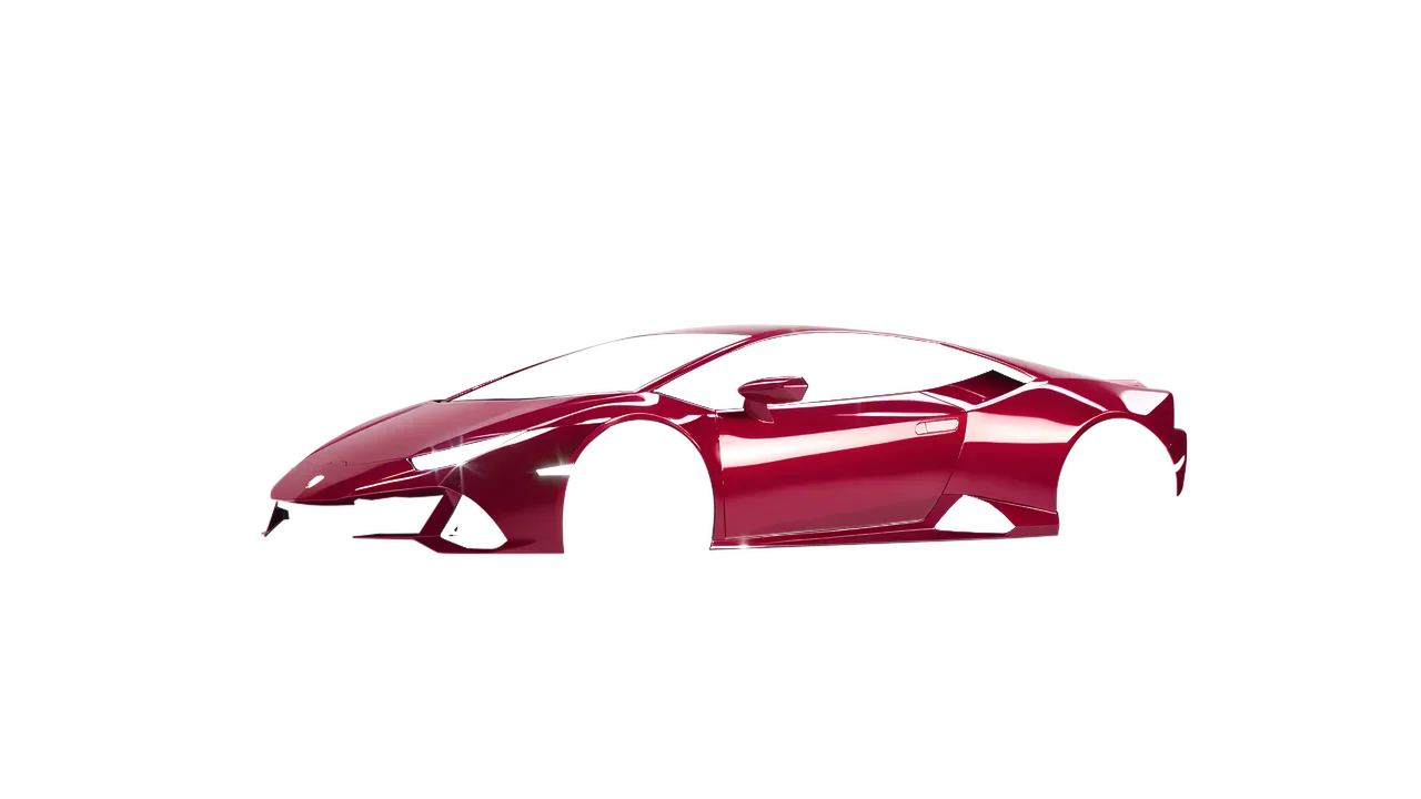 Lamborghini Huracan Evo 2024 wrapped in Cardinal Red Gloss (ORACAL 970RA-028G), front three-quarter view