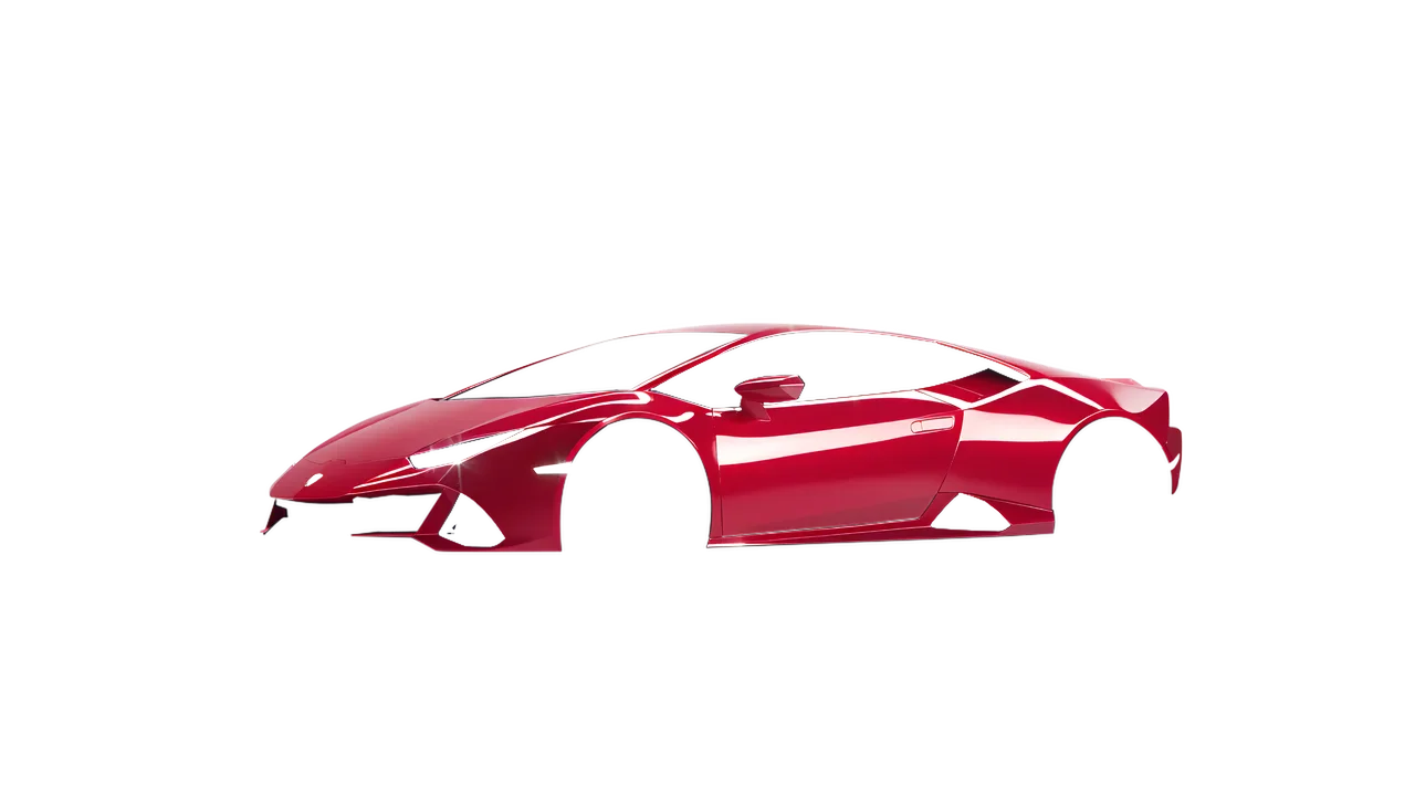 Lamborghini Huracan Evo 2024 wrapped in Cargo Red Gloss (ORACAL 970RA-882G), front three-quarter view