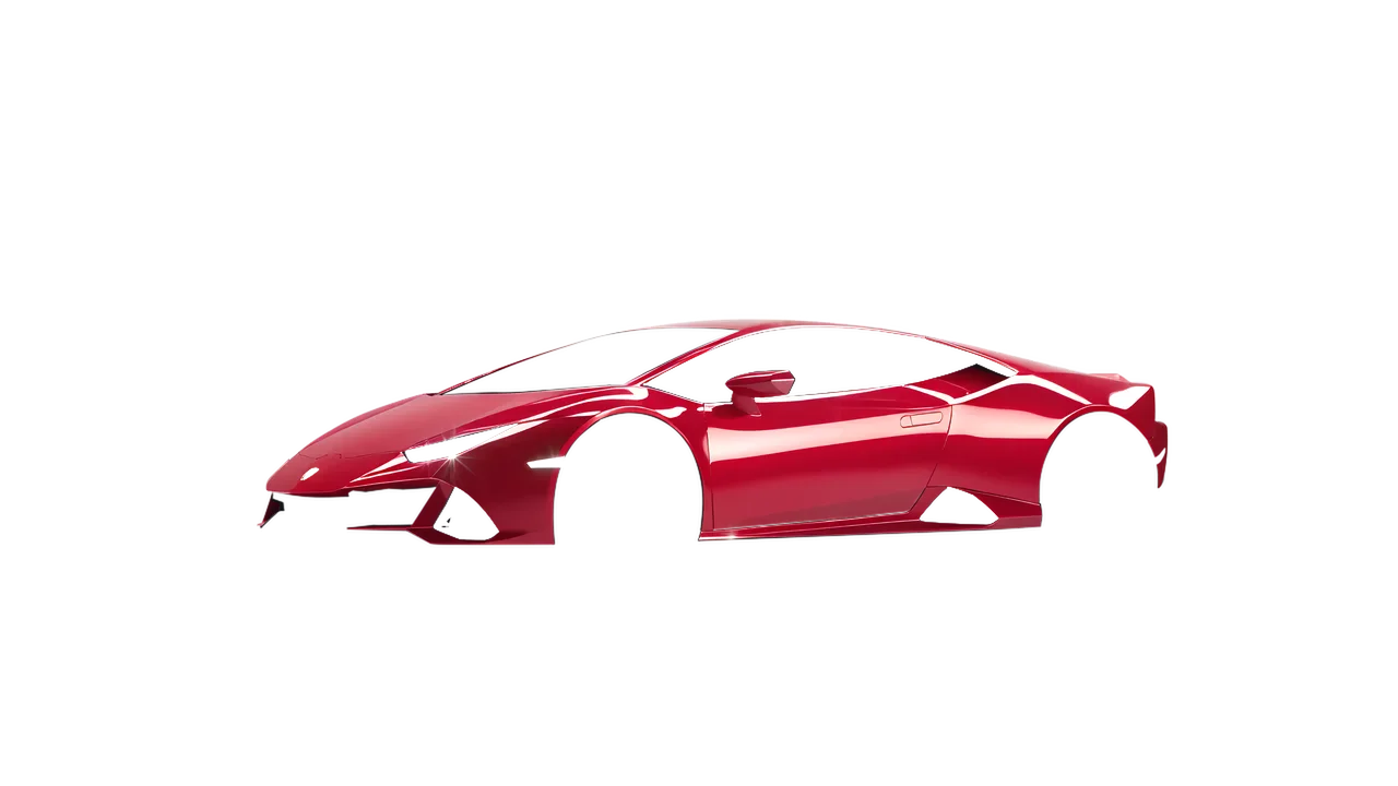 Lamborghini Huracan Evo 2024 wrapped in Chili Red Gloss (ORACAL 970RA-371G), front three-quarter view