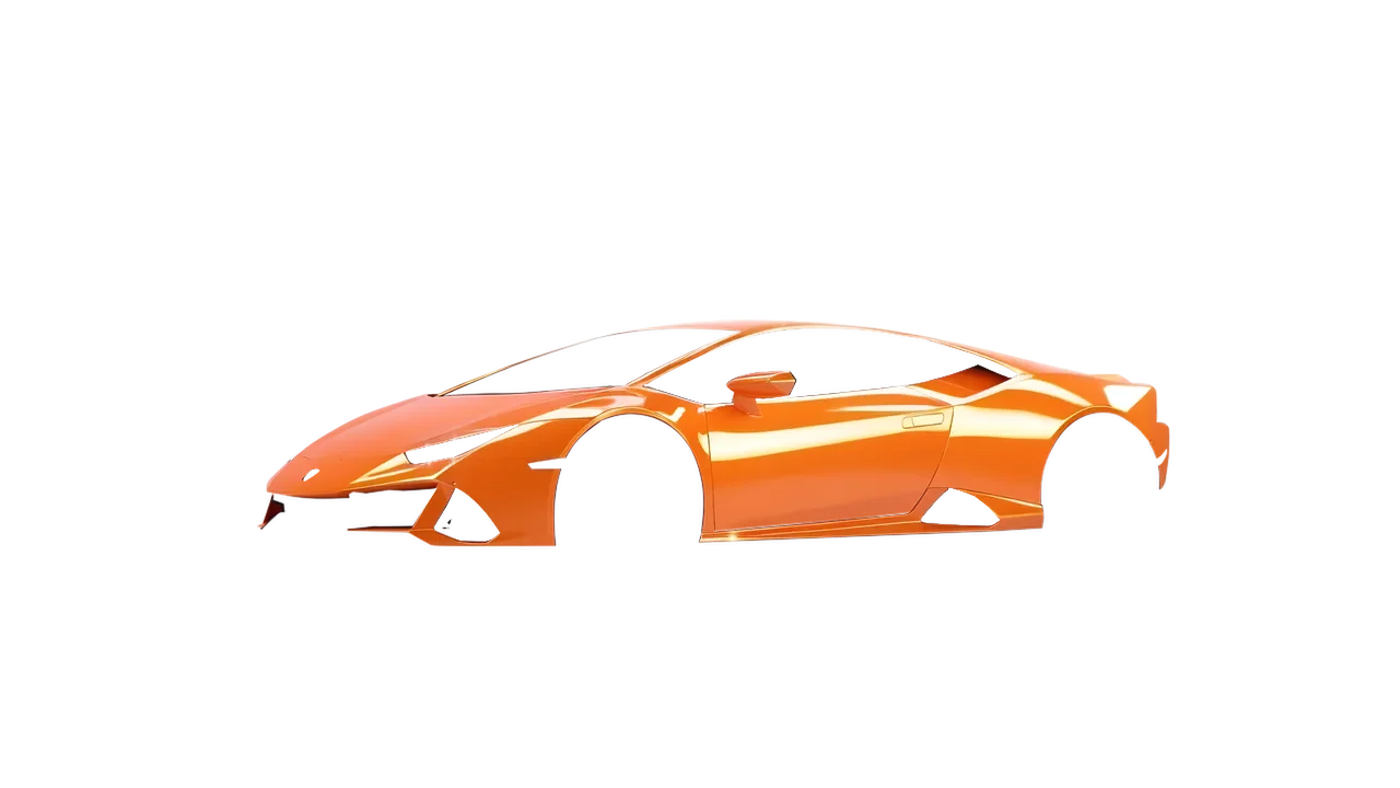 Lamborghini Huracan Evo 2024 wrapped in Daggi Orange Gloss (ORACAL 970RA-363G), front three-quarter view