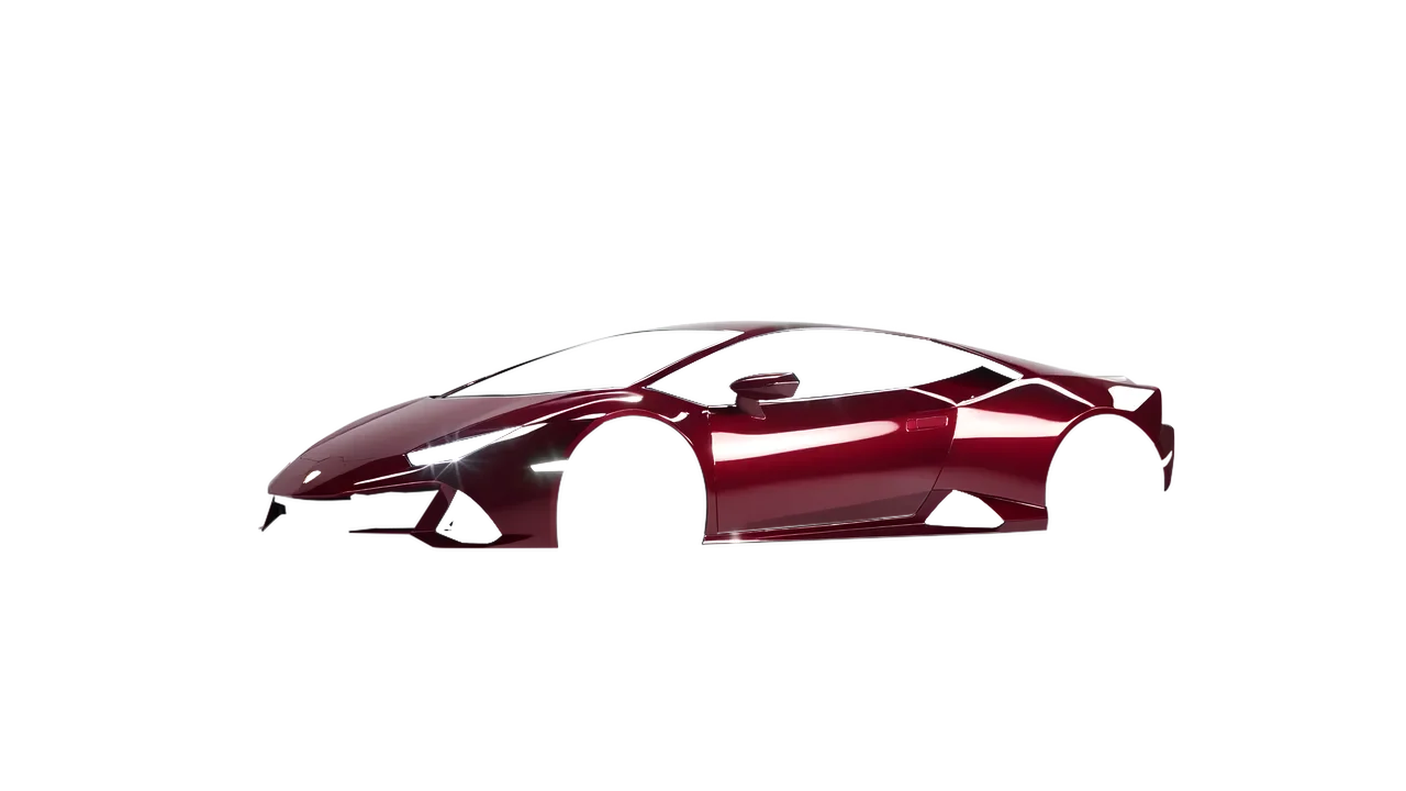 Lamborghini Huracan Evo 2024 wrapped in Dark Red Gloss (ORACAL 970RA-030G), front three-quarter view