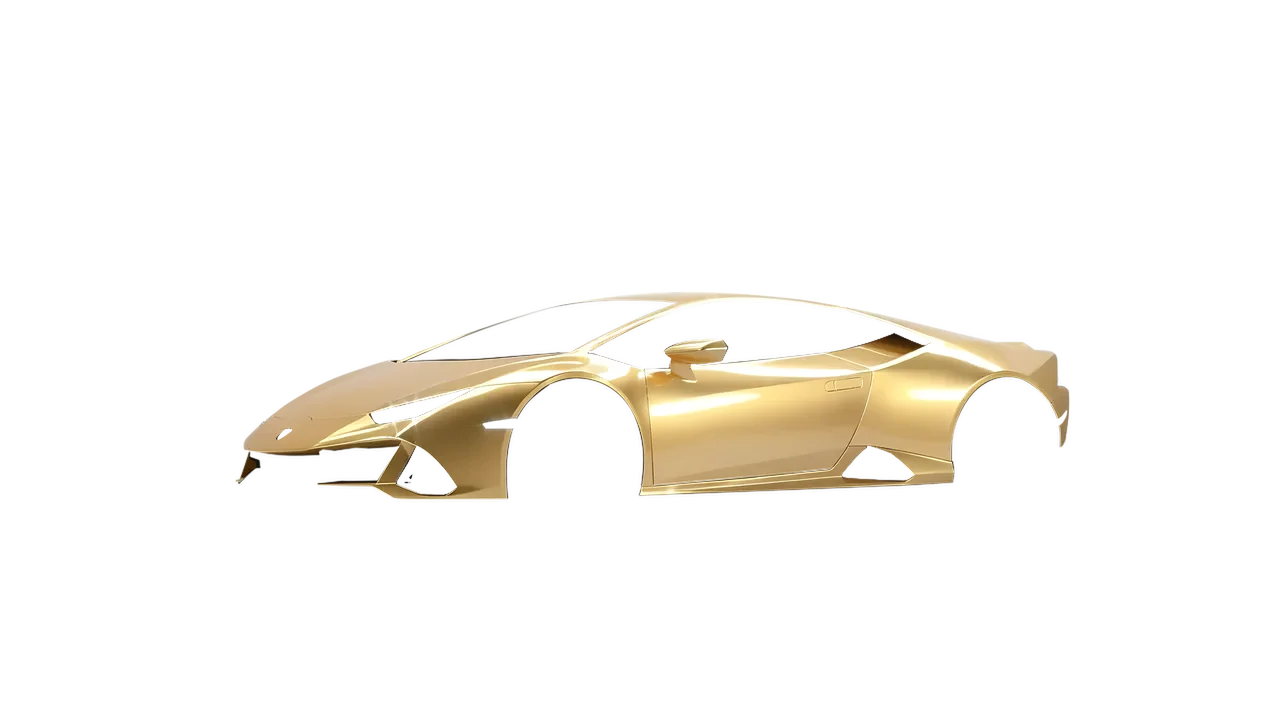 Lamborghini Huracan Evo 2024 wrapped in Divine Gold Gloss (ORACAL 970RA-995G), front three-quarter view
