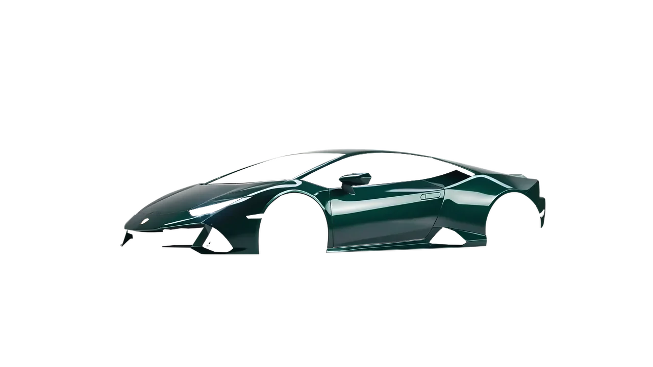 Lamborghini Huracan Evo 2024 wrapped in Fir Tree Green Gloss (ORACAL 970RA-622G), front three-quarter view