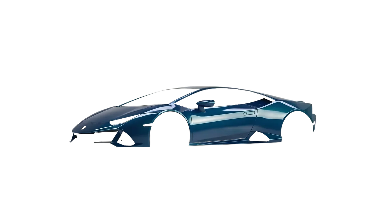 Lamborghini Huracan Evo 2024 wrapped in Indigo Blue Gloss (ORACAL 970RA-544G), front three-quarter view